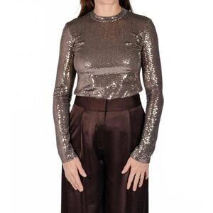 NEW SECULAR flora fitted crew top in bronze